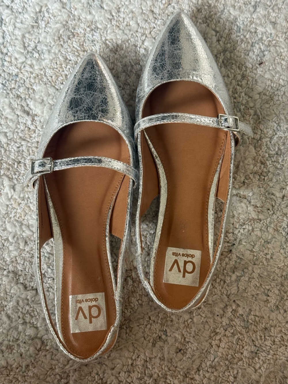 DV by Dolce Vita Women's Metallic Silver Flats